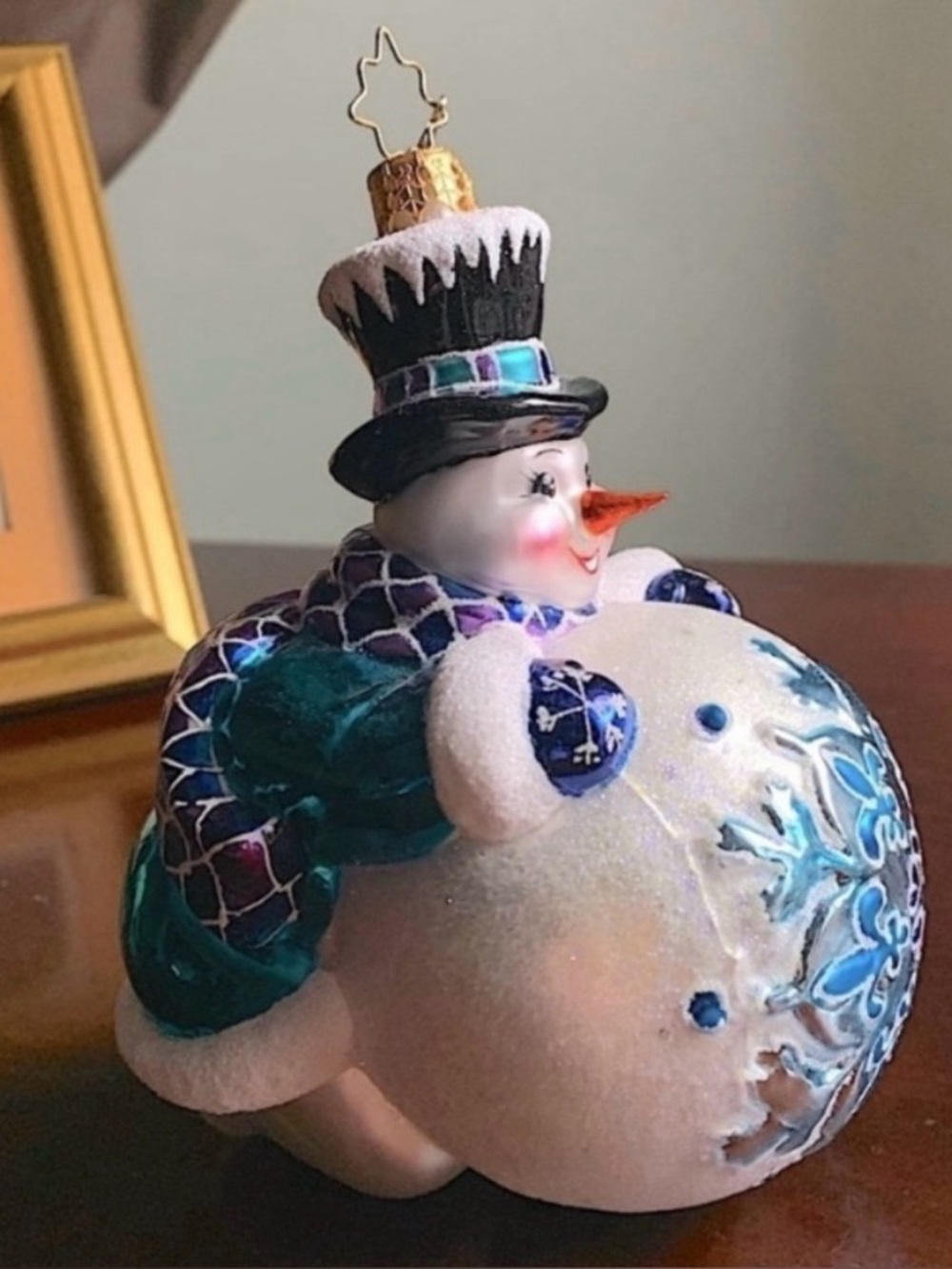 RARE 2012 Christopher Radko Snowman Rollin' Out the Holidays Ornament